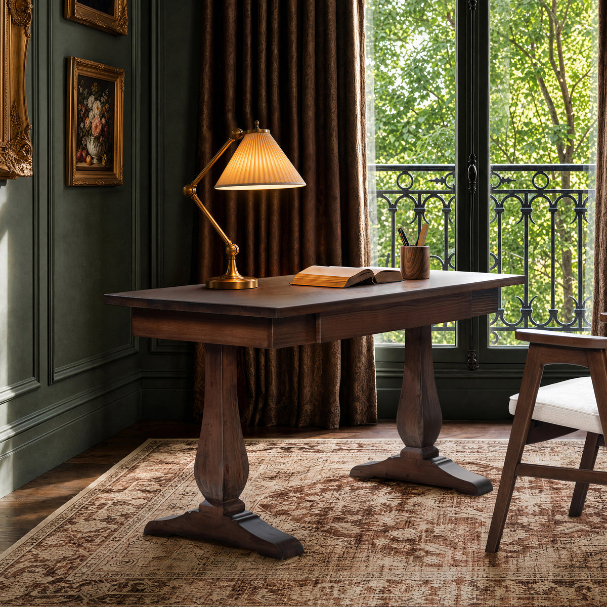 Whitmore 55-Inch Reclaimed Pine Writing Desk, Java Brown