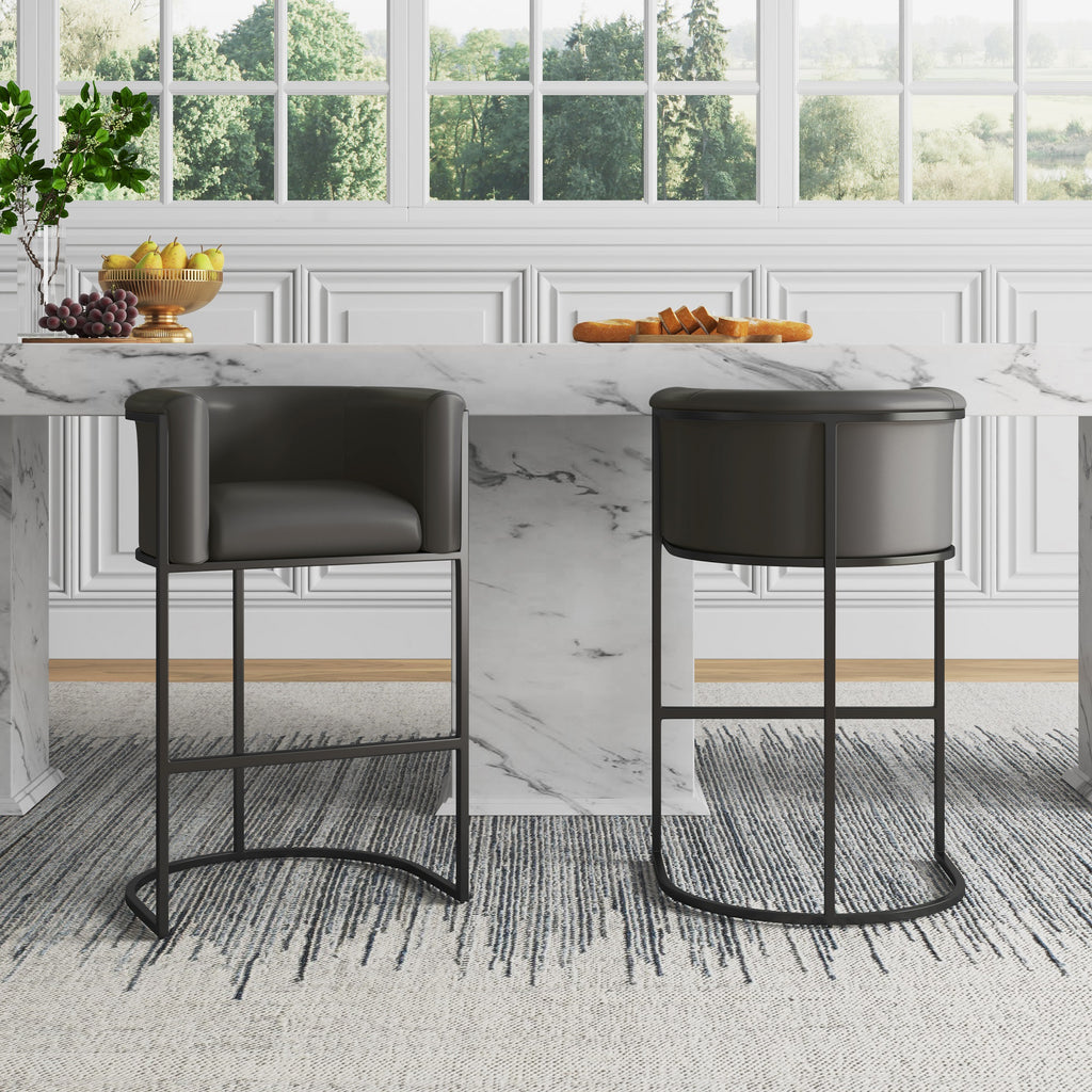 Cosmopolitan Metal Upholstered Counter Stool in Graphite