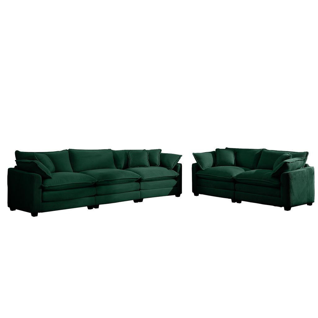 Modern Fabric Living Room Sofa Two Piece Set