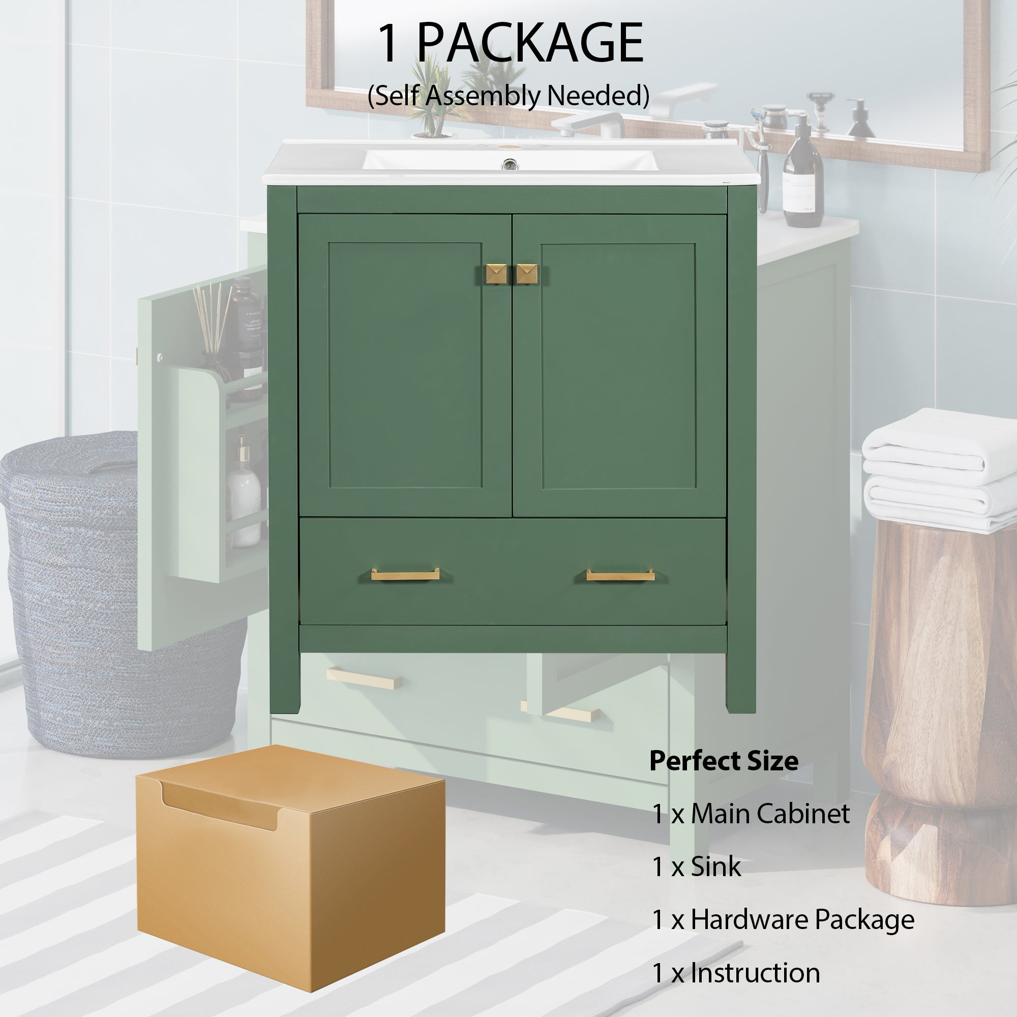 30 Inch Green Bathroom Vanity