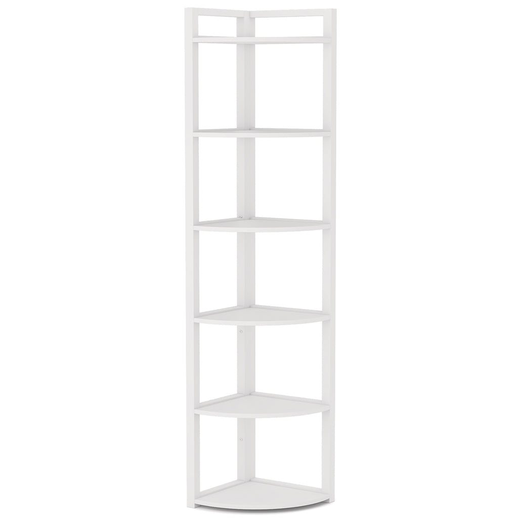 70.87" Tall 6-Tier Rustic Corner Bookshelf