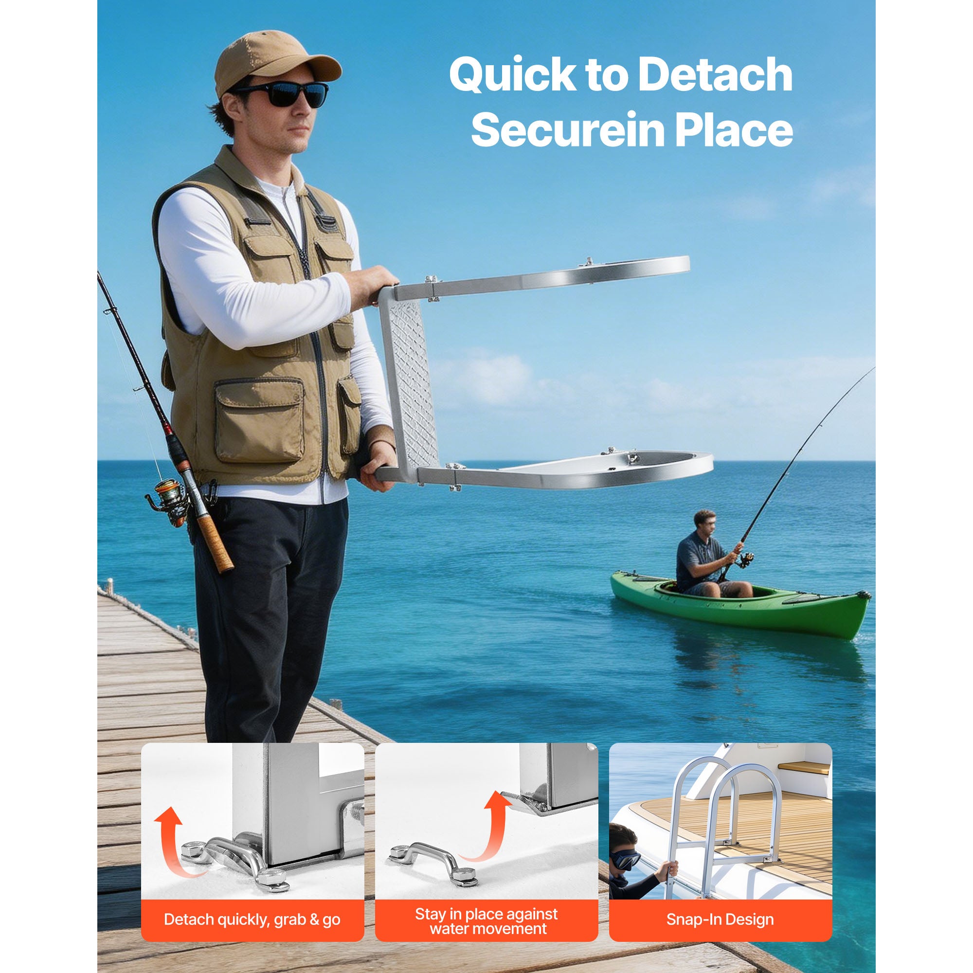 Removable Dock Ladder - 4 Steps for Boats and Pools