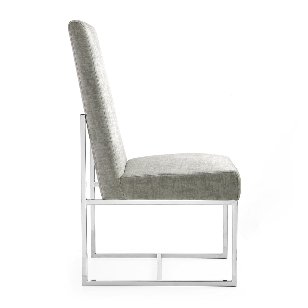 Element Metal Velvet Dining Chair in Steel