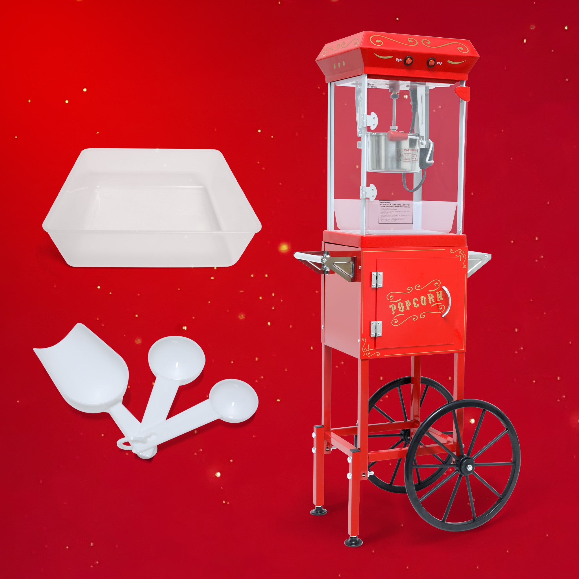 Vintage Style Popcorn Machine with Cart