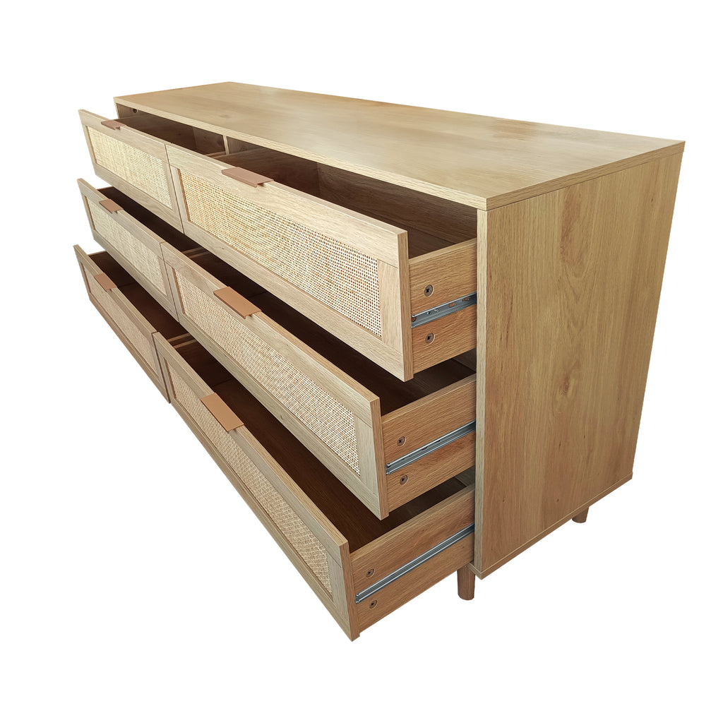 59.06" 6-Drawer Rattan Storage Cabinet
