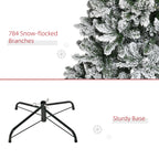 HOMCOM 9ft Unlit Snow-Flocked Slim Pine Christmas Tree