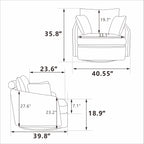 40.55"W Swivel Accent Chair With 2 Throw Pillows