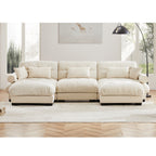 U Shape Modular Sectional Sofa Couch with Two Movable Ottomans