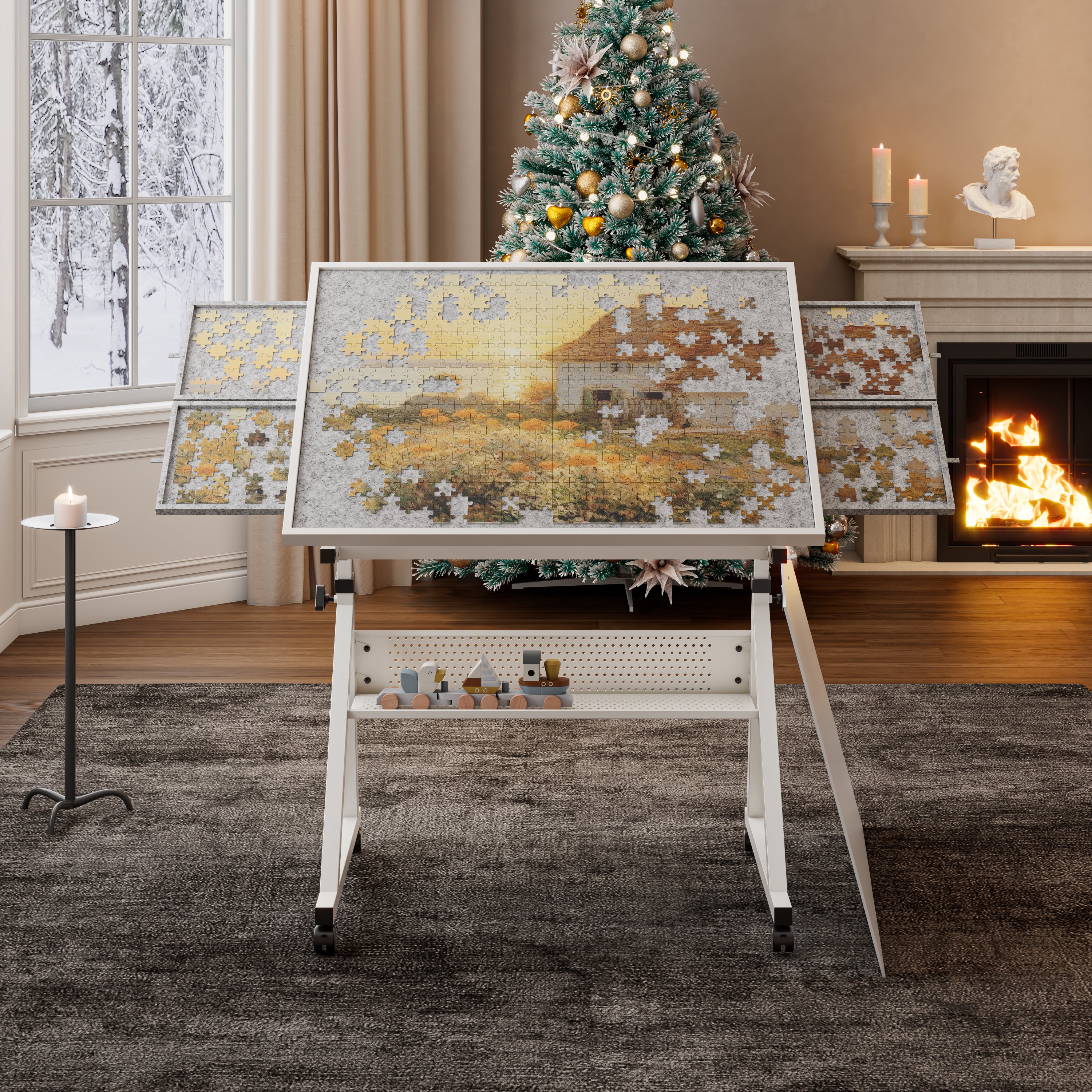 1500 Piece Jigsaw Puzzle Metal Table with 4 Trays