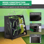 Gray Wooden Golf Bag Storage Rack with 3 Drawers