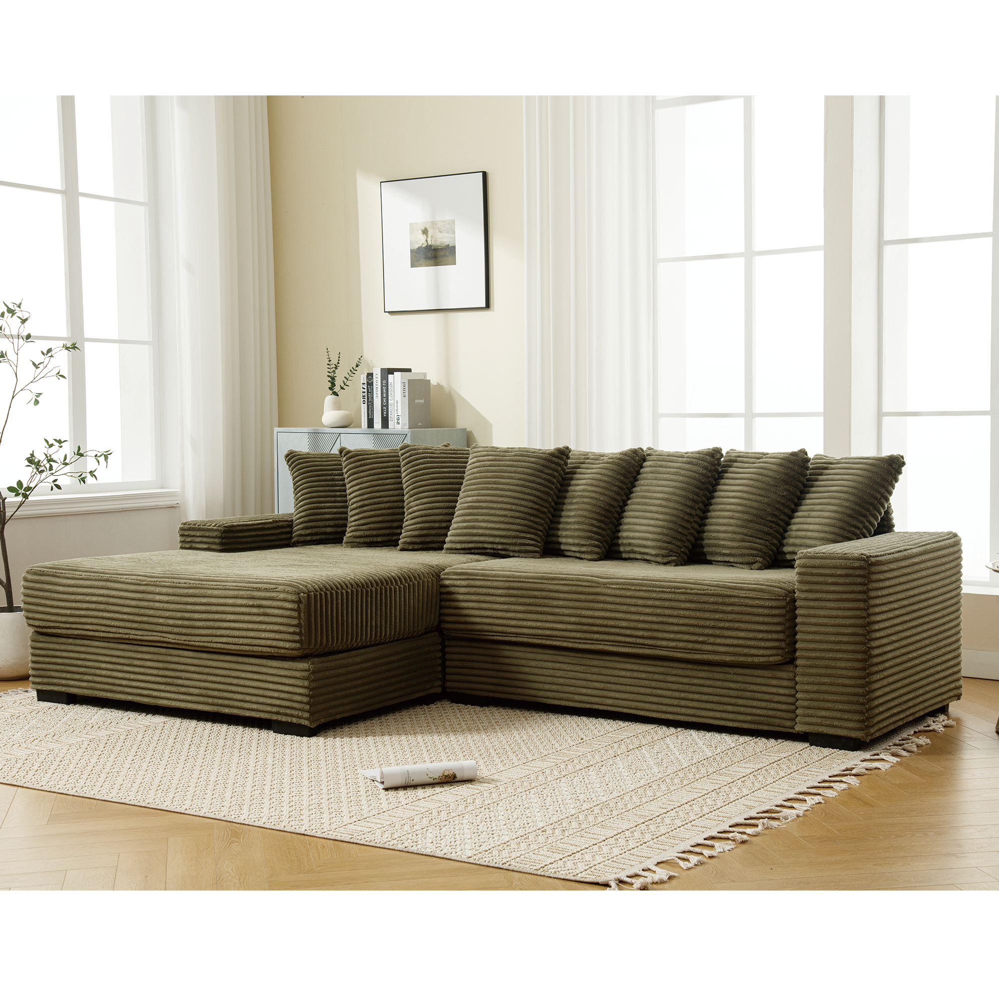 Oversized Two-Piece Velvet Sofa