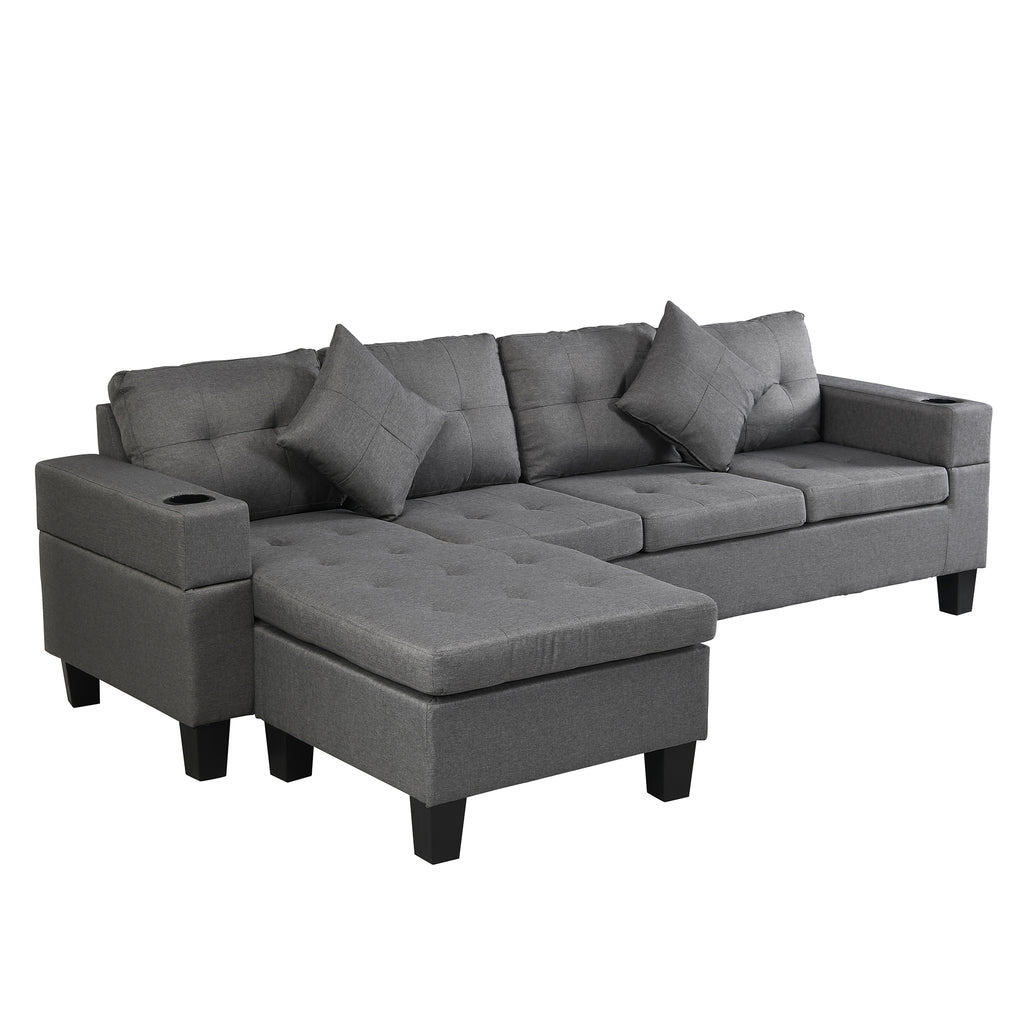 Modern L Shape Sectional Sofa Set with Chaise Lounge