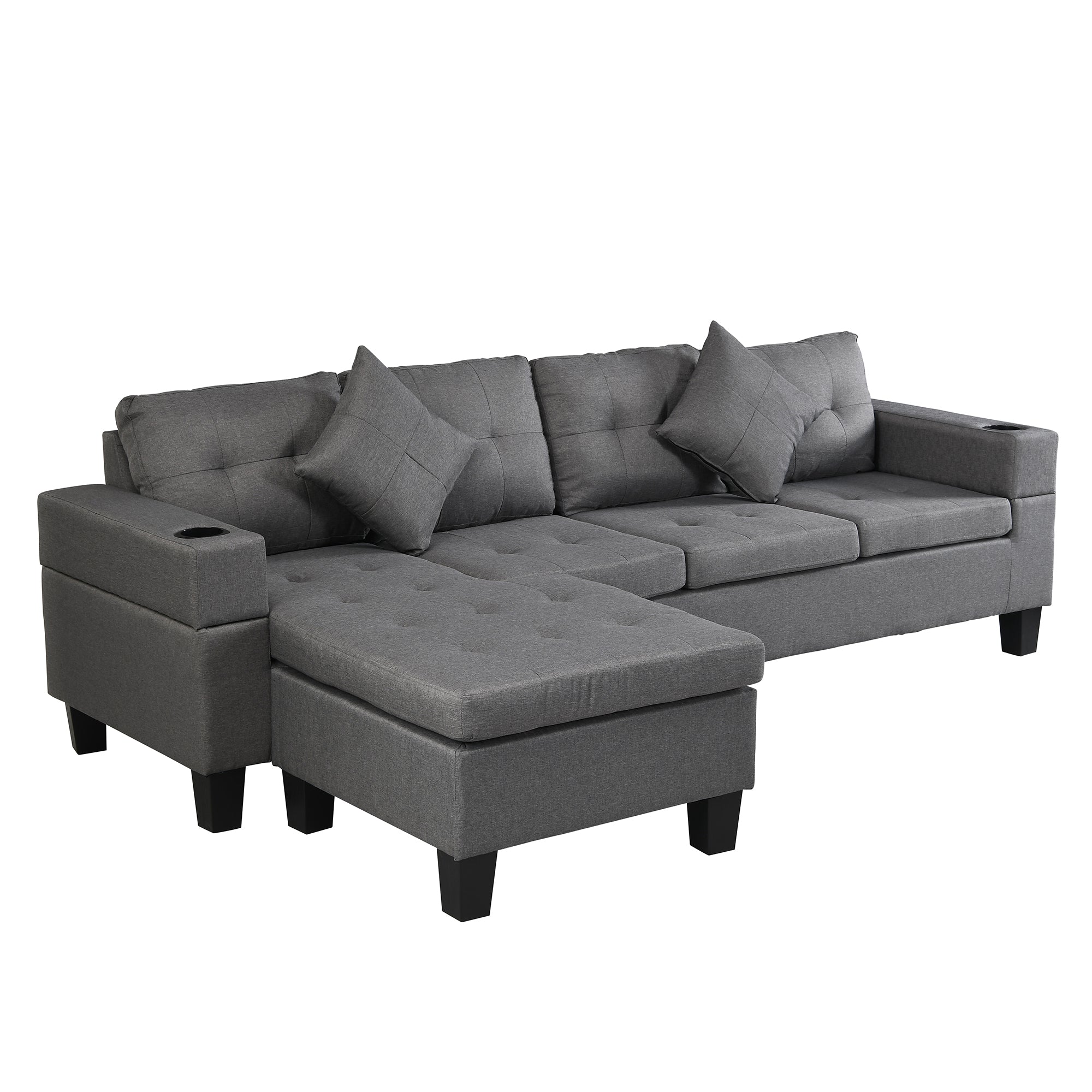 Modern L Shape Sectional Sofa Set with Chaise Lounge