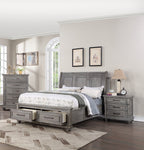 Vintage Queen Size Bed with Underbed Drawer and Nightstands