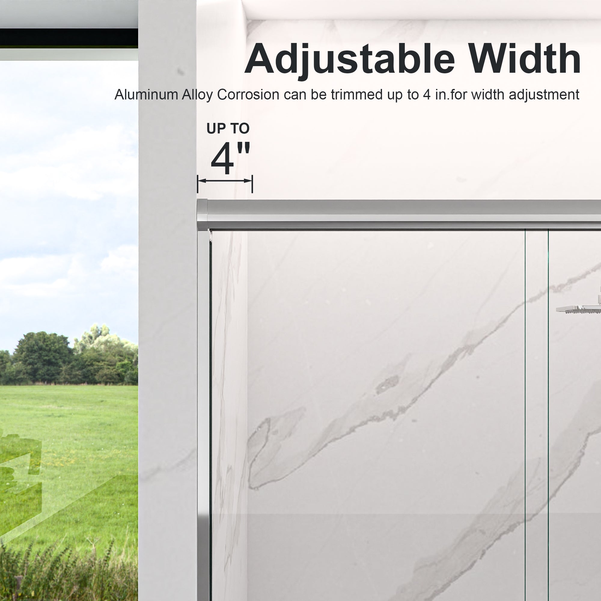 44"-48"W x 72"H Semi-Frameless Double Sliding Shower Door
