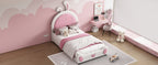 Twin Size Upholstered Platform Bed With Rabbit Shaped Headboard
