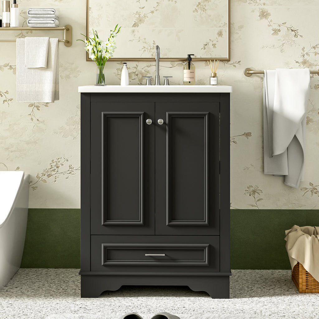 24" Bathroom Vanity with Ceramic Sink Combo