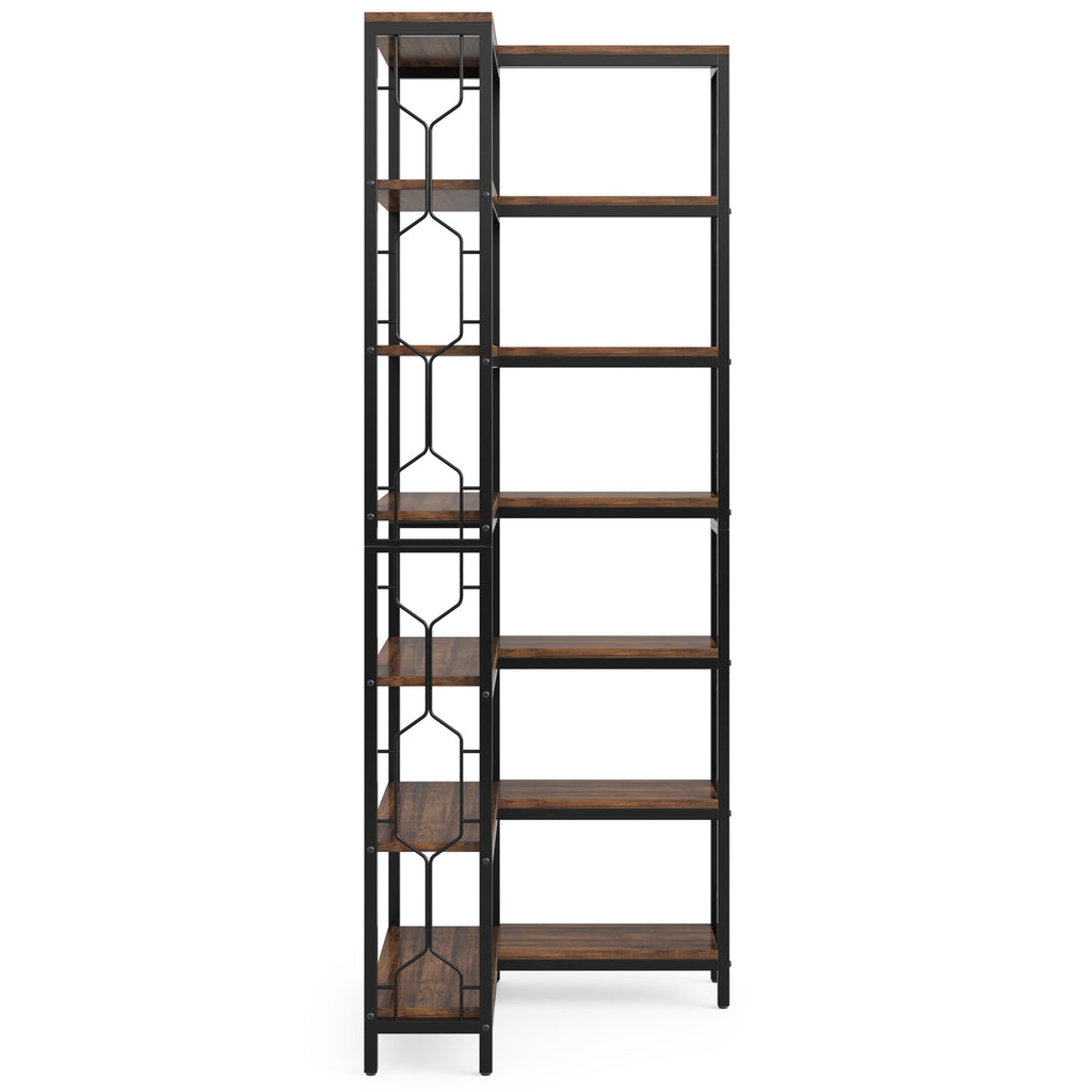 Stylish 7-Tier Industrial Corner Bookshelf