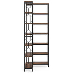 Stylish 7-Tier Industrial Corner Bookshelf