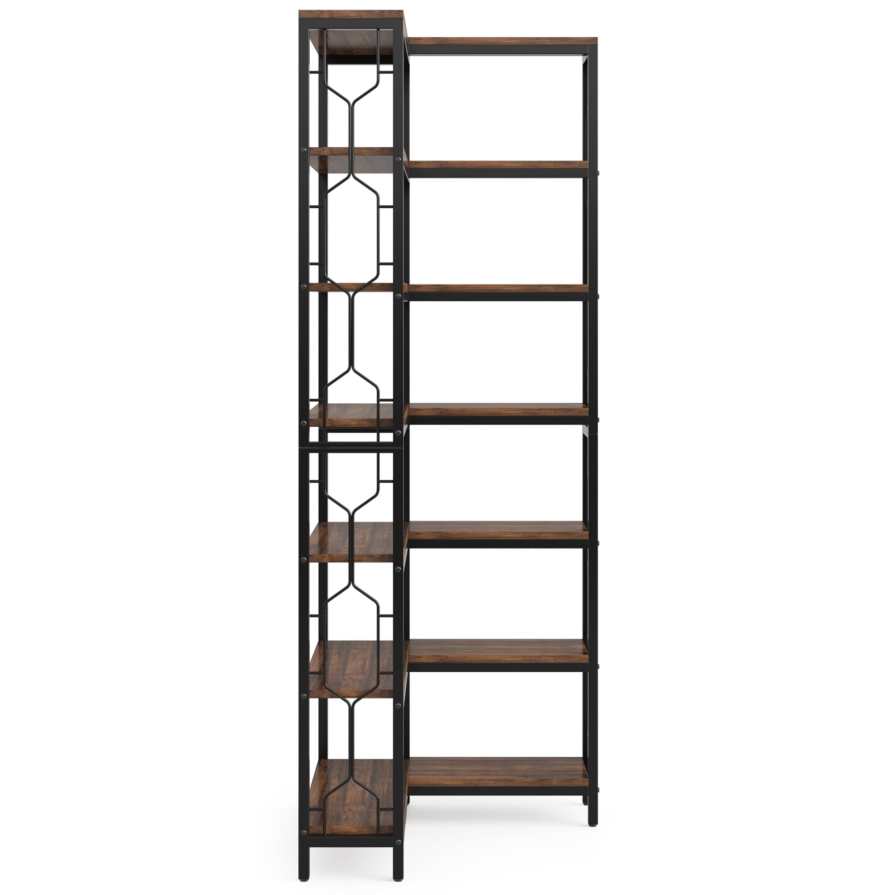 Stylish 7-Tier Industrial Corner Bookshelf