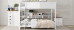 Queen Over Queen Bunk Bed with Storage Cabinets and USB Ports