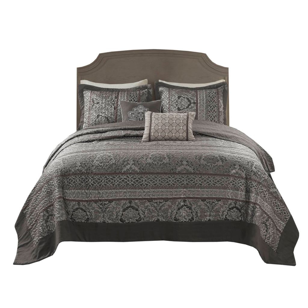 5-Piece Queen Reversible Jacquard Bedspread Set