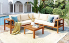 GO 4 Pieces Outdoor Acacia Wood Sofa Set
