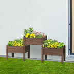 Outsunny Raised Garden Bed with 3 Planter Box