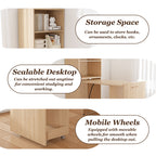 Stretchable Desk with Storage Shelves and Mobile Wheels