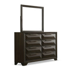 Transitional Dresser With Mirror Beveled Bracket Feet Metal Handles