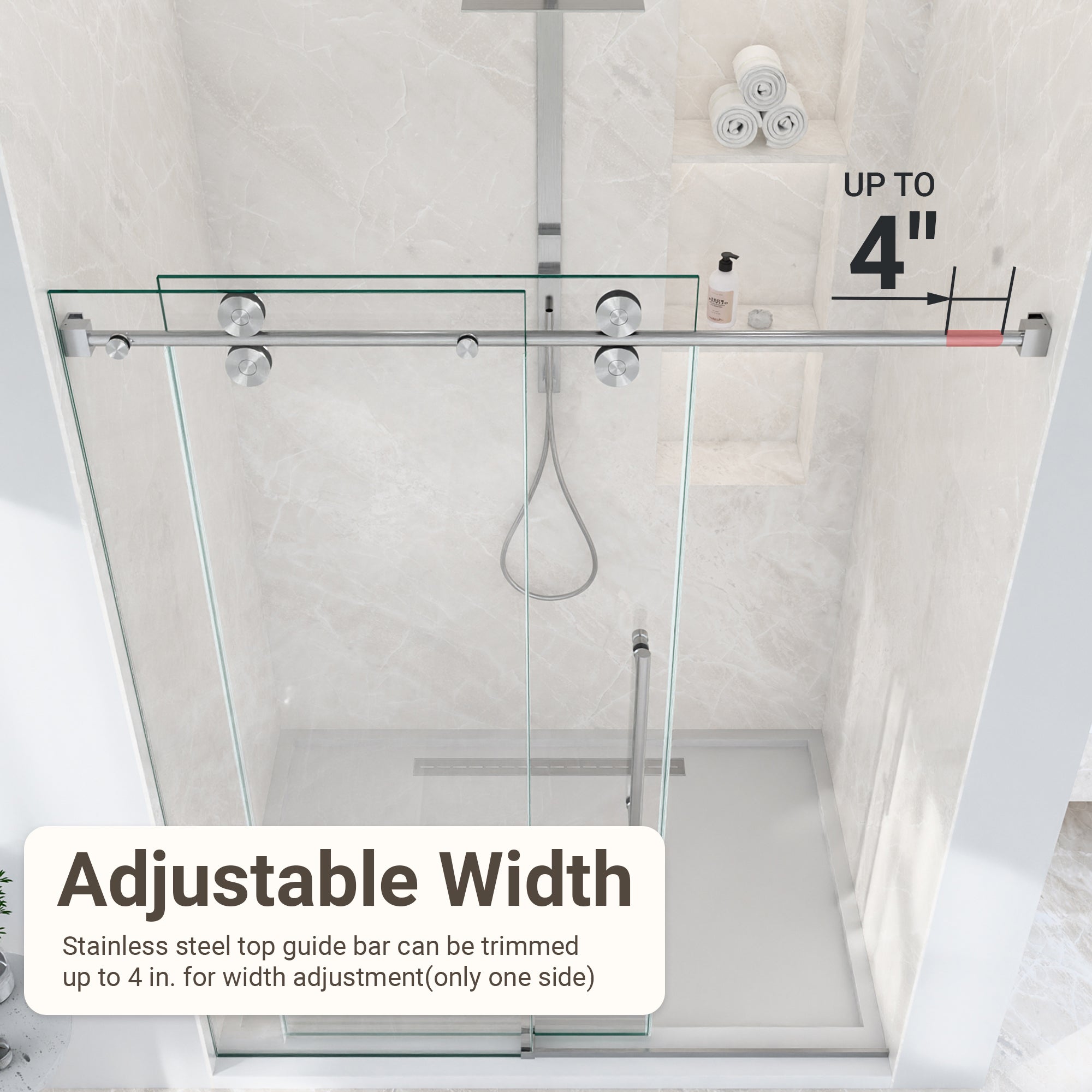56"-60"W*72" H Frameless Single Sliding Shower Door