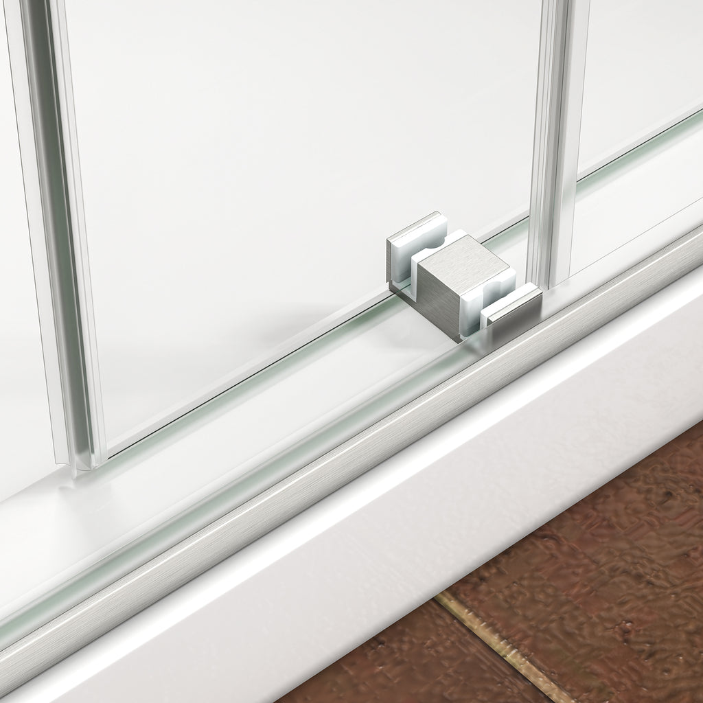 Brushed Nickel Reversible Installation Double Bypass Sliding Shower Door
