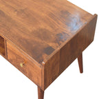 Elevated Chestnut Media Unit, 2-Drawers, 1 Open-Slot, Nordic Legs