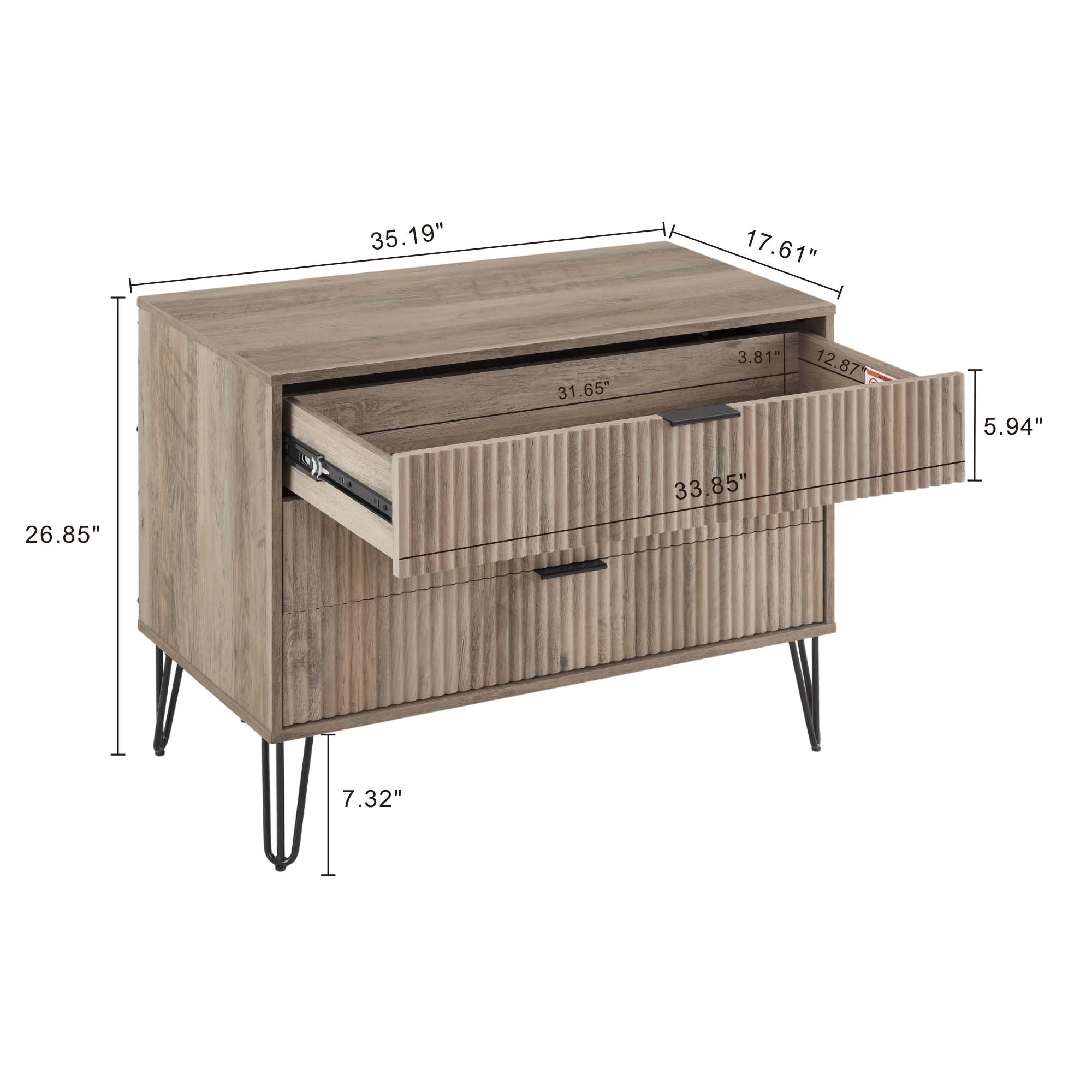 Dumbo 35" Fluted Dresser in Rustic