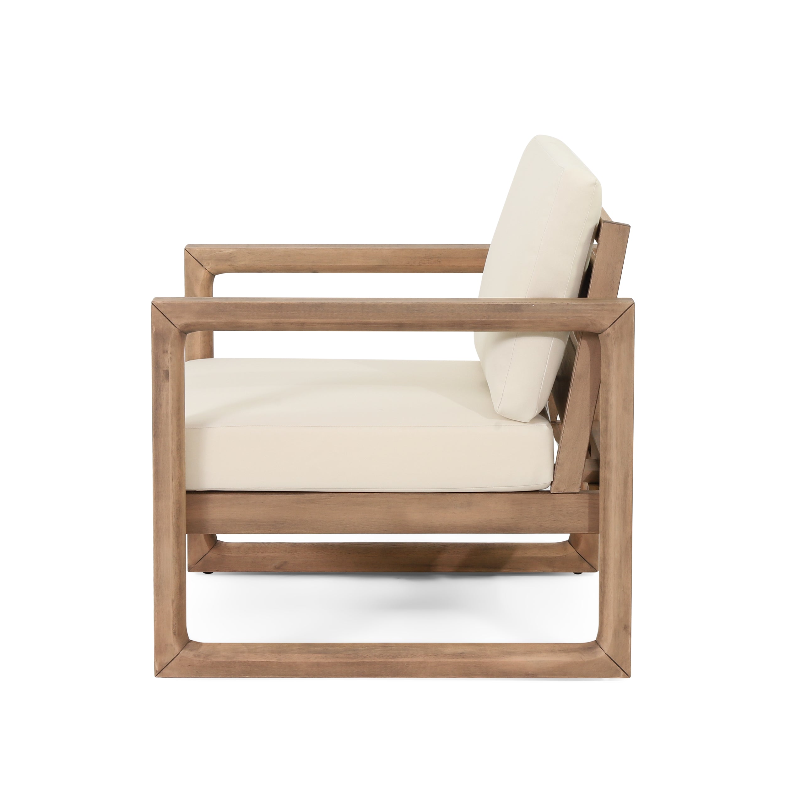 Set of 2 Outdoor Acacia Wood Patio Club Chairs