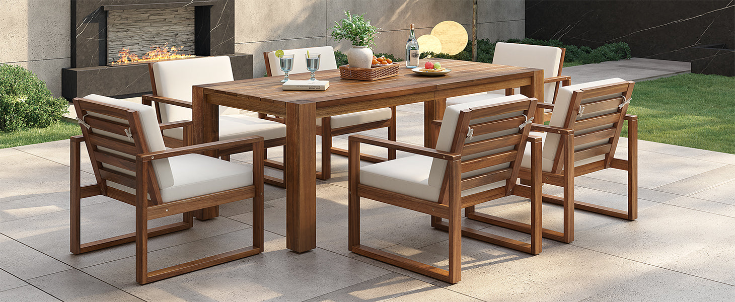 TREXM Patio Table and Chairs Set, Outdoor Dining Set for 6