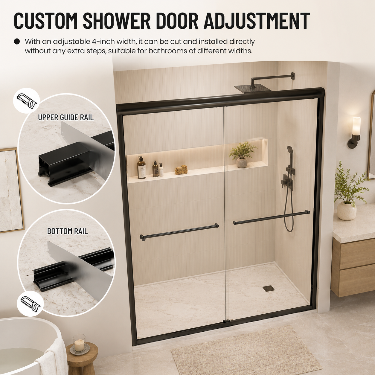 Framed Double Sliding Shower Door - 44-48" W x 76" H