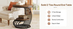 19.68" Round Vintage End Table with 2-Tier Storage