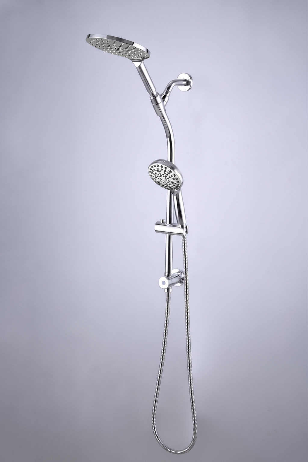 High Pressure Dual Shower Head Set - 26 Inch Tool-Free Adjustable Slide Bar