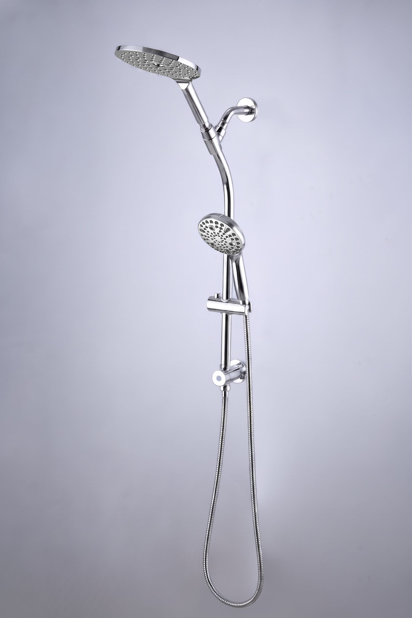 High Pressure Dual Shower Head Set - 26 Inch Tool-Free Adjustable Slide Bar