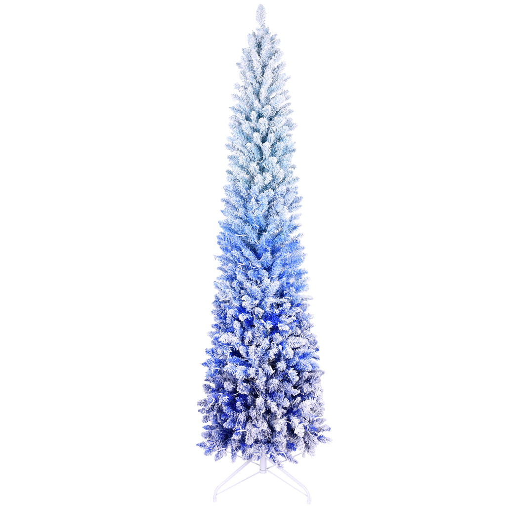 7FT Elegant Blue Gradient Flocked Christmas Tree