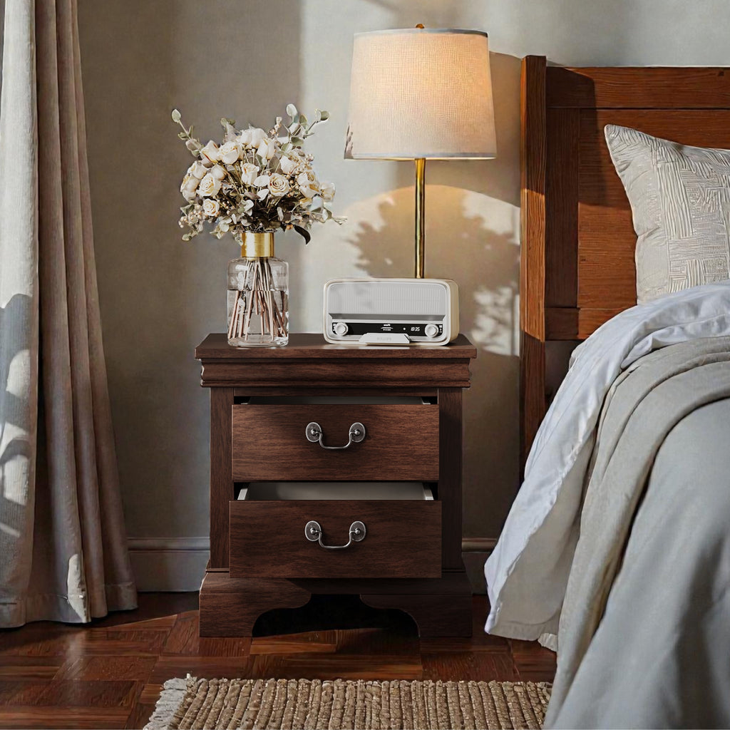 Classic Wooden Nightstand - Cherry