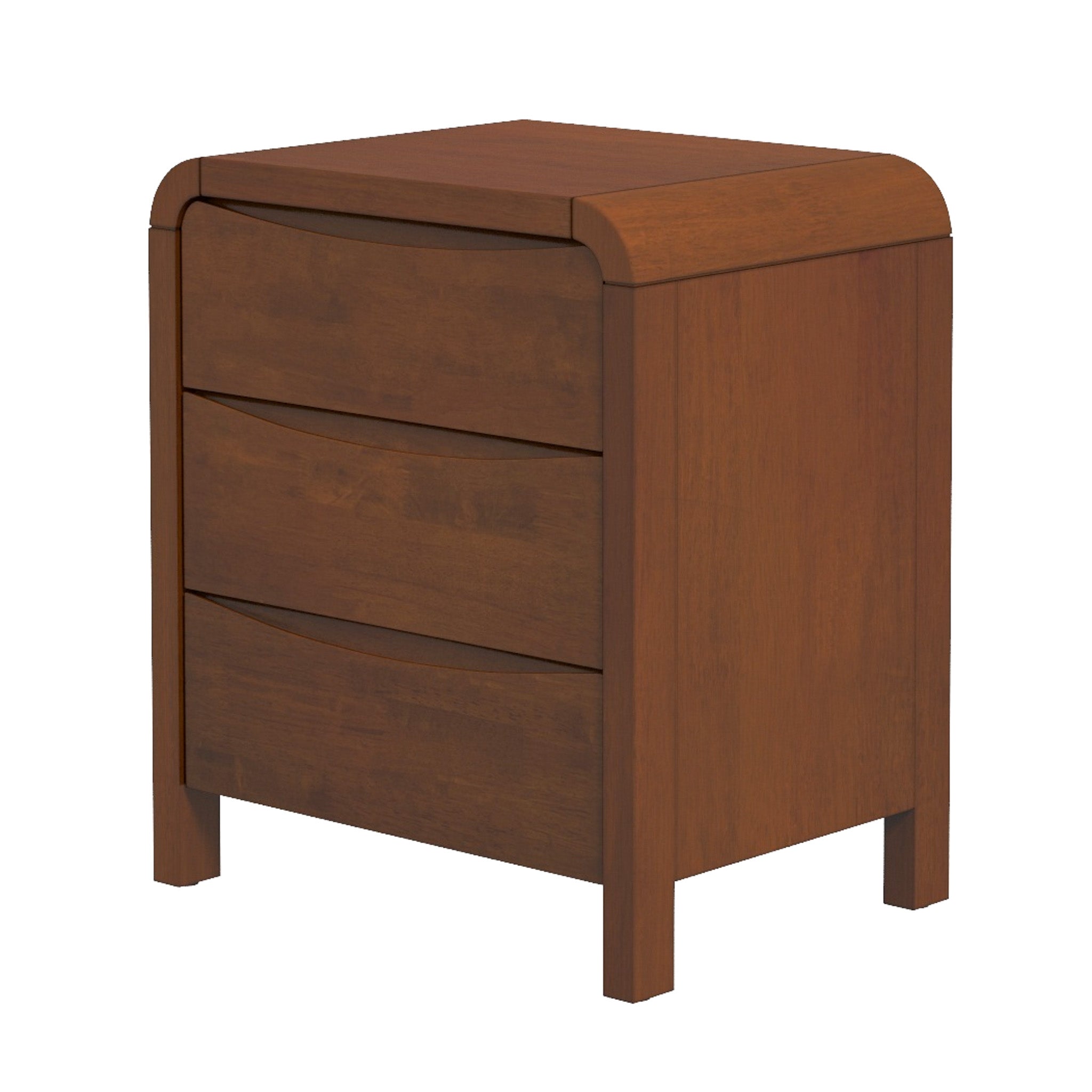 Lionel Mid Century Modern Solid Wood 3-Drawer Nightstand
