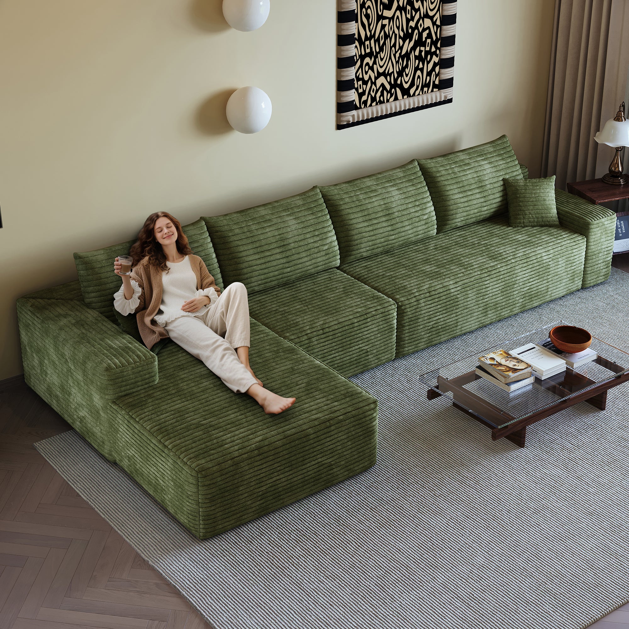 135" Cloud Sectional Couch with L-Shape Chaise