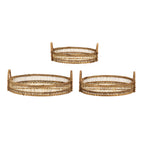 Set of 3 Round Bamboo Decorative Trays