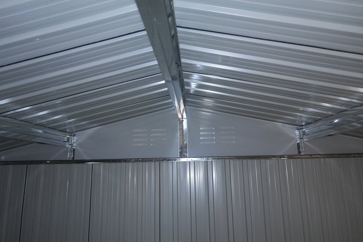 10x8 Foot Outdoor Metal Storage Shed, Sliding Doors, Coal Grey