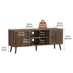 55-Inch Wooden TV Cabinet with 2 Vertical Groove Doors