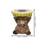 Highland Cow Stool with Sunflower Tabletop