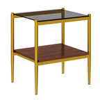 Set of 2 Rectangle End Tables with Tempered Glass Top