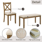 Oak Finish 6-Piece Dining Table Set